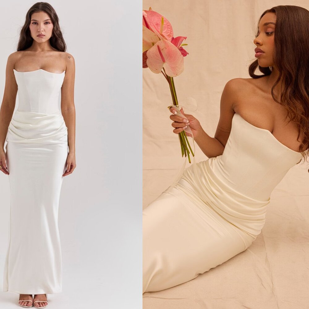 HOUSE OF CB 'Persephone' Ivory Strapless Corset Dress NWOT